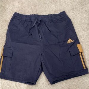 Adidas Blue and Gold Athletic Shorts with Elastic Waistband